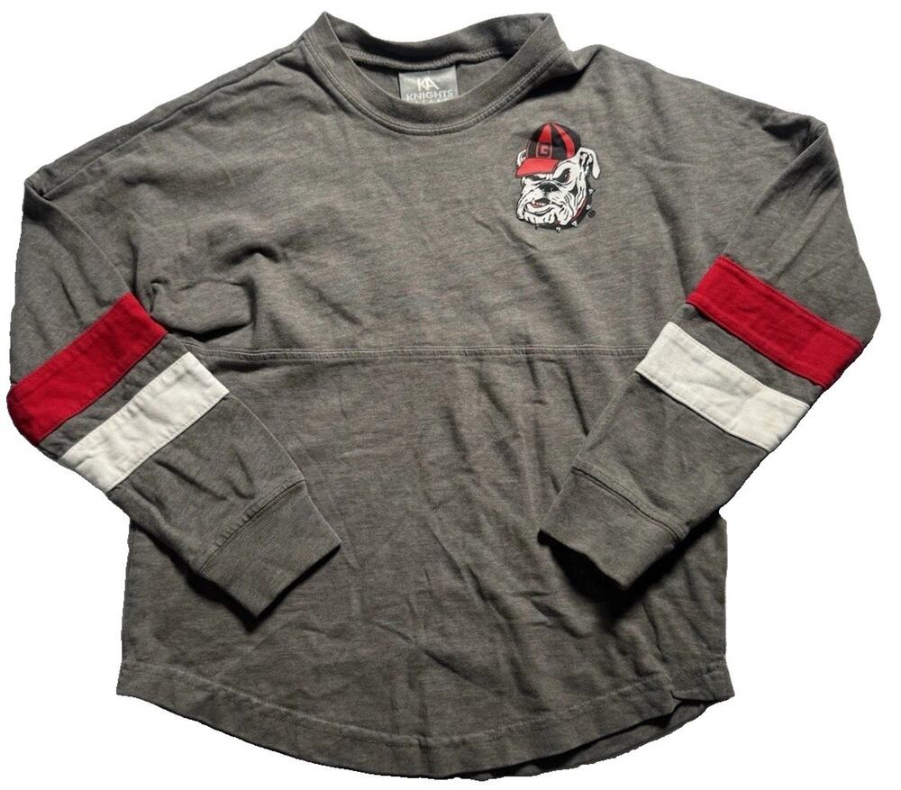 Georgia Bulldogs Youth Small Long Sleeve Shirt Gray NCAA Knights Apparel
